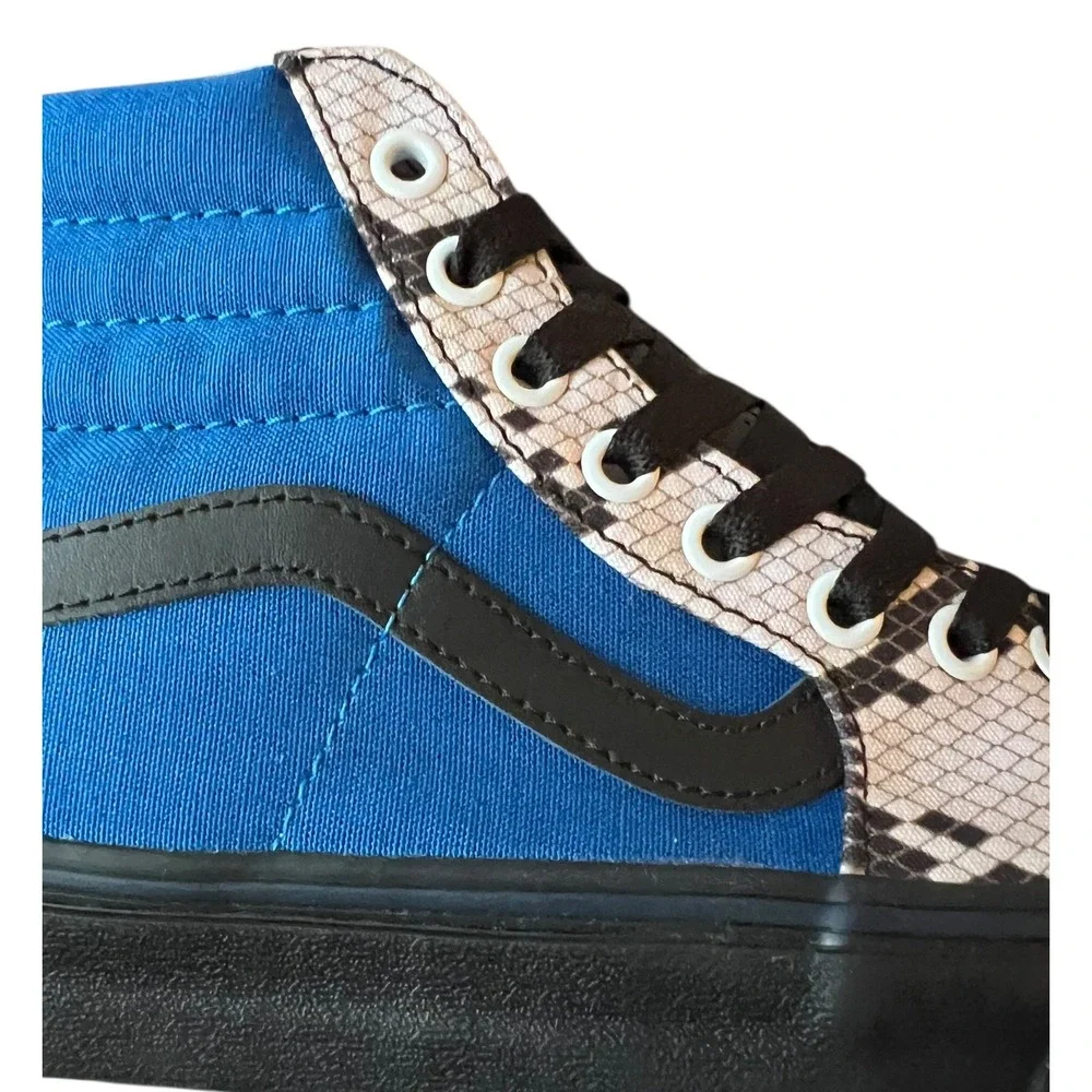 Vans Sk8 Hi High Top Snake Print Blue Black Leather Sneakers Mens 6.5 Womens 8‎